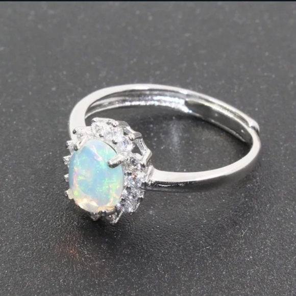 Genuine Opal Flower Ring 925 Sterling Silver Ring - Picture 2 of 7